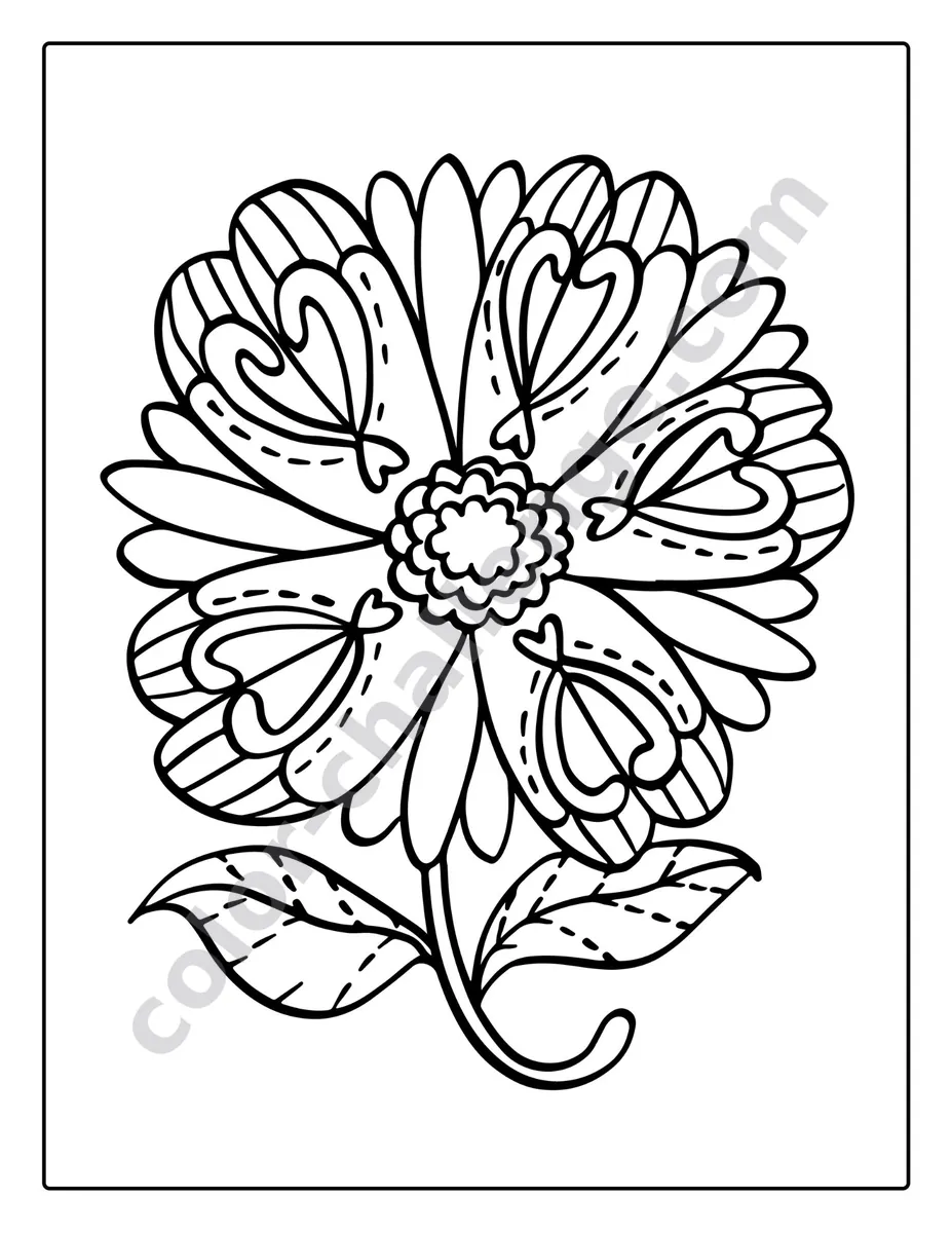 Beautiful and Relaxing Flowers, flower coloring book for seniors sample page 3