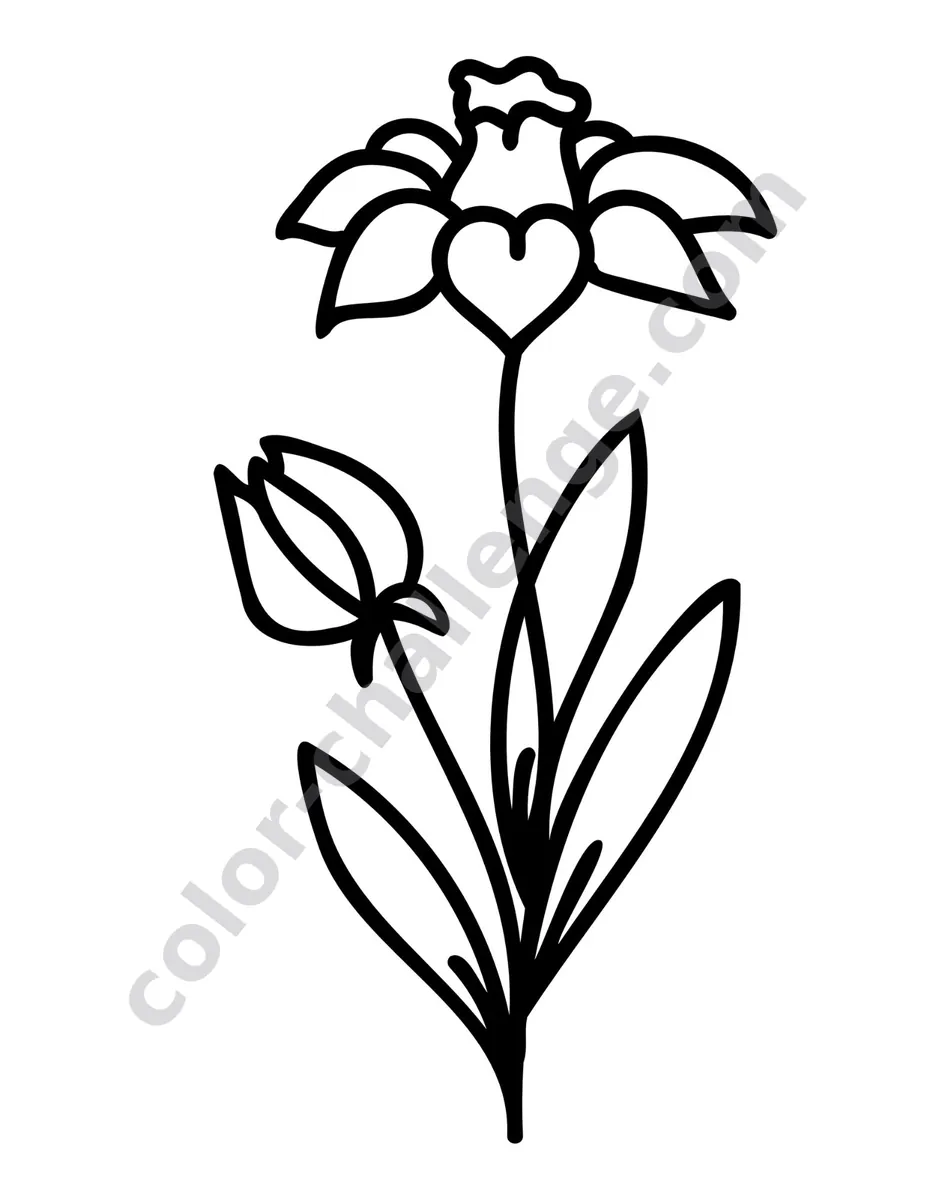 Bold Lines, Easy Blooming, flower coloring book sample page 1