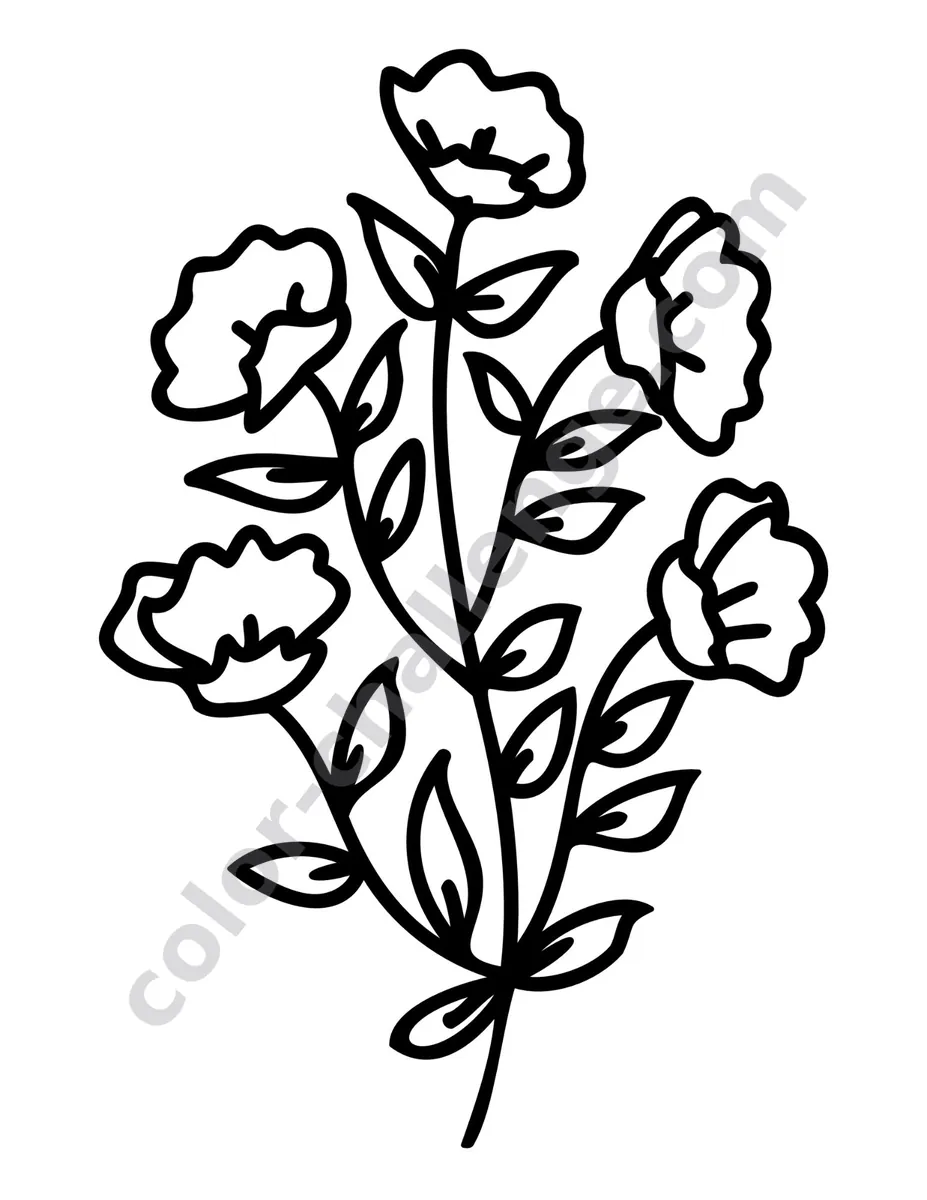 Bold Lines, Easy Blooming, flower coloring book sample page 2