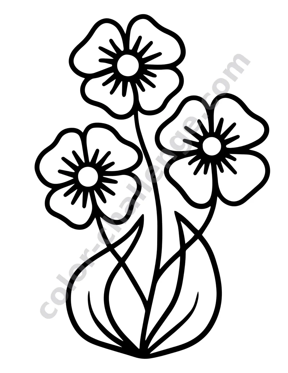 Bold Lines, Easy Blooming, flower coloring book sample page 3