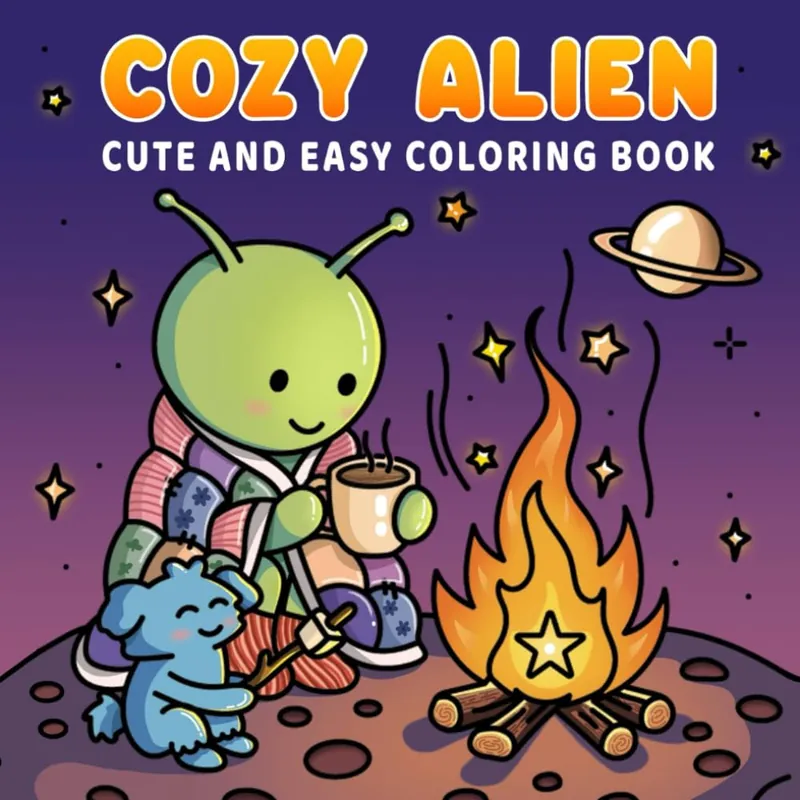 Cozy Alien, cute alien coloring book cover