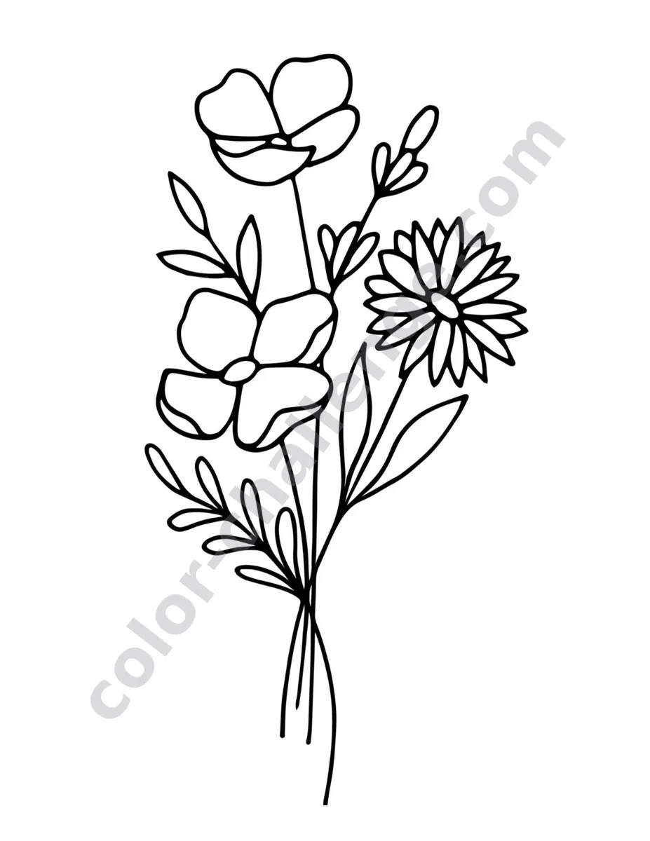 The Easiest Flowers Ever, large print flower coloring book sample page 2