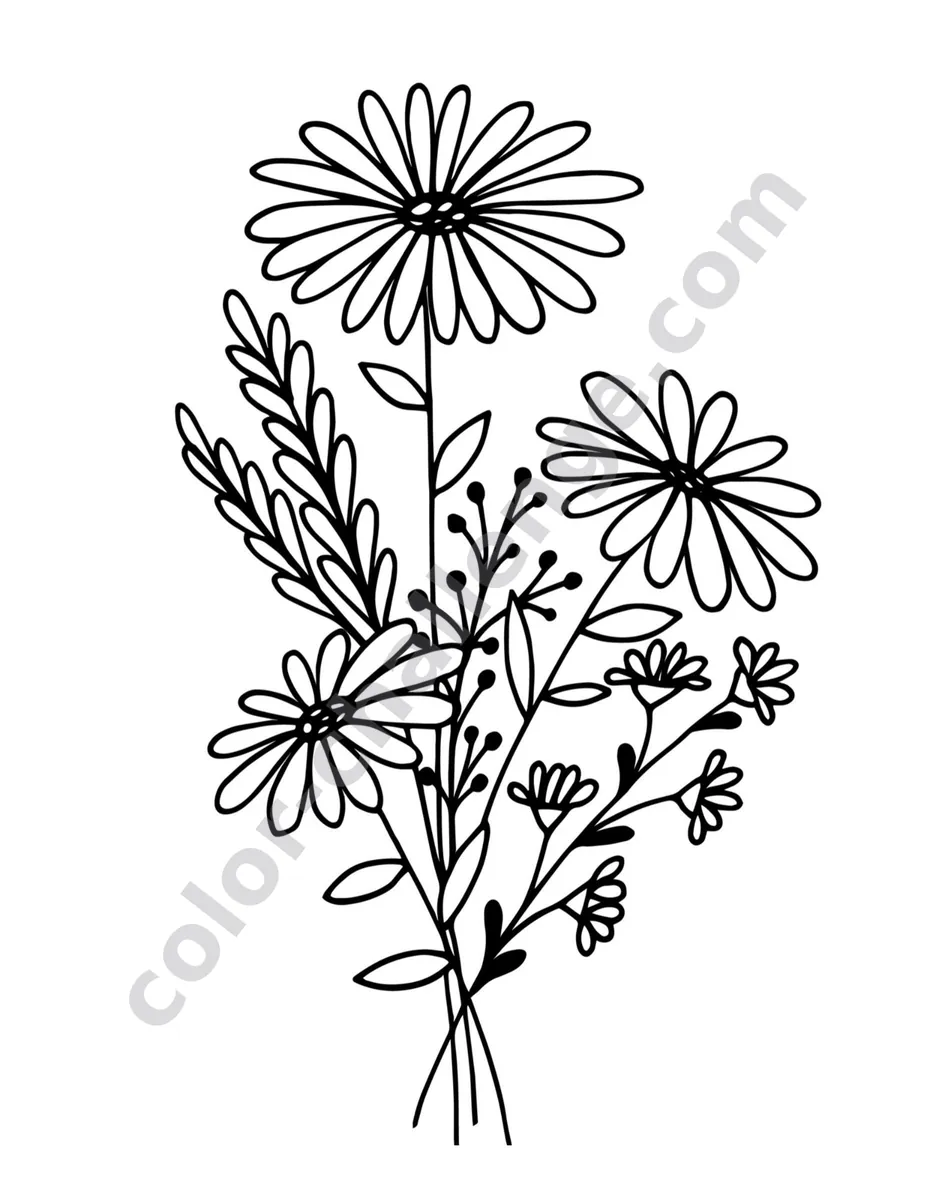 The Easiest Flowers Ever, large print flower coloring book sample page 3