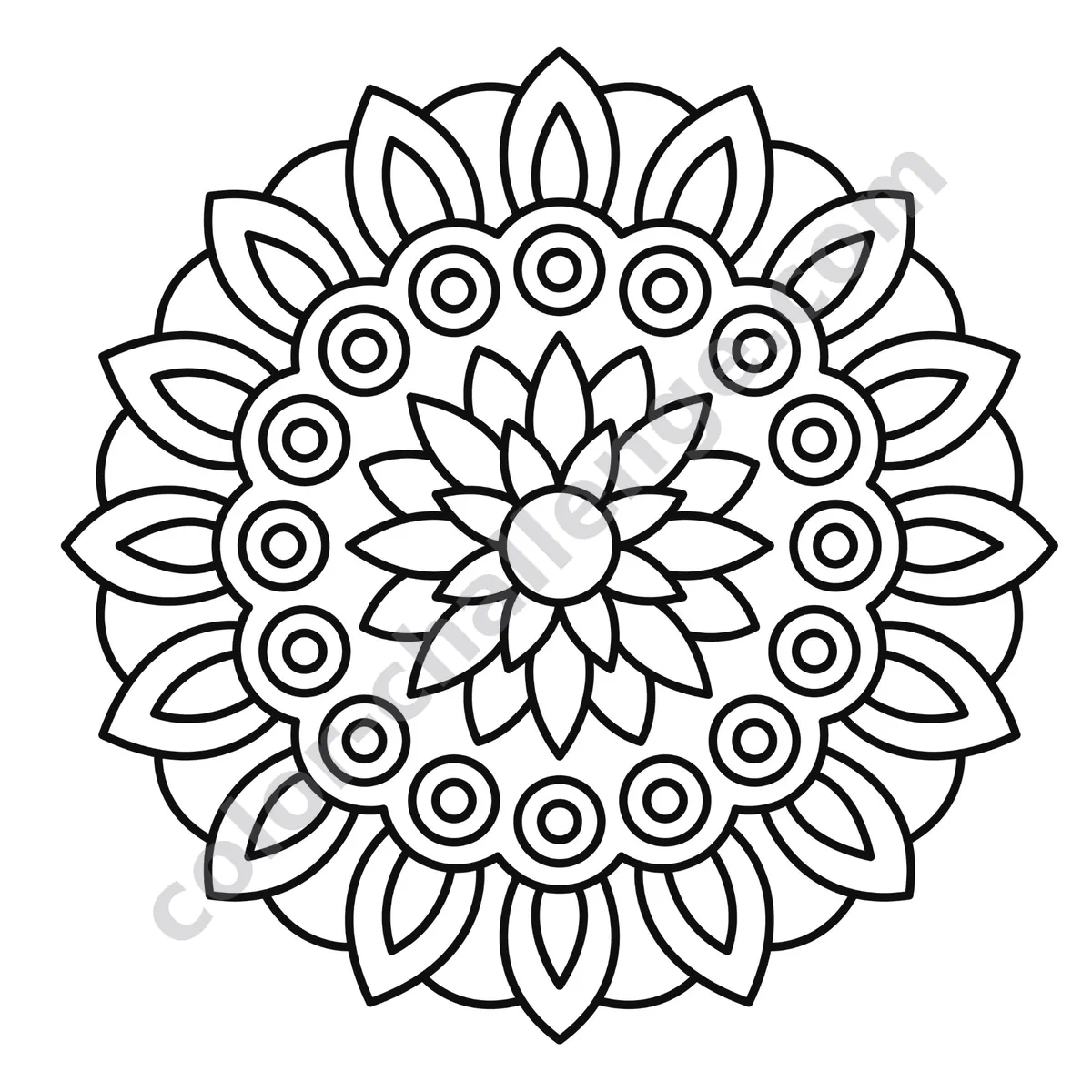 Easy and Bold Mandalas Vol. 2, large print mandala coloring book sample page 1