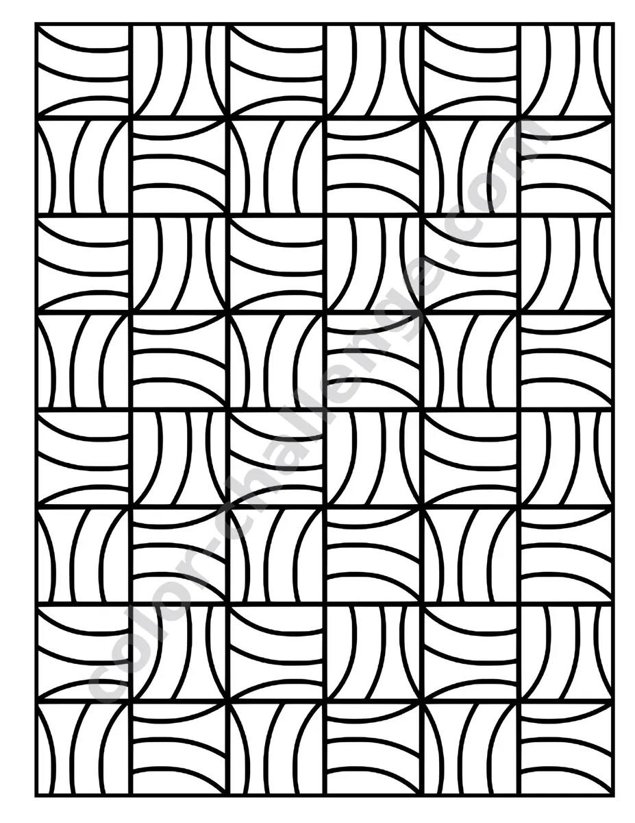 Geometric Harmony, geometric pattern coloring book sample page 1