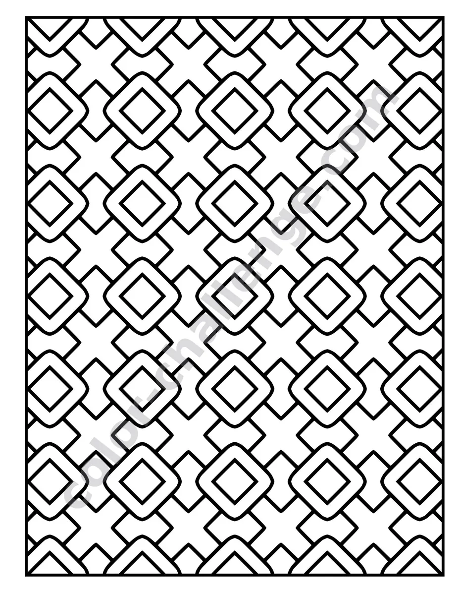 Geometric Harmony, geometric pattern coloring book sample page 3