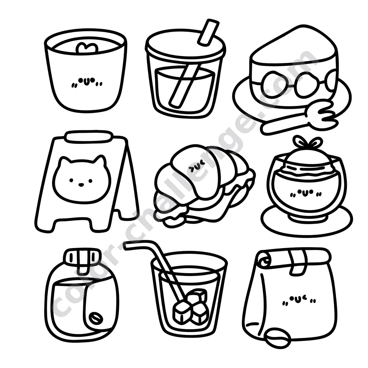 900+ Kawaii Cuties, kawaii coloring book sample page 1