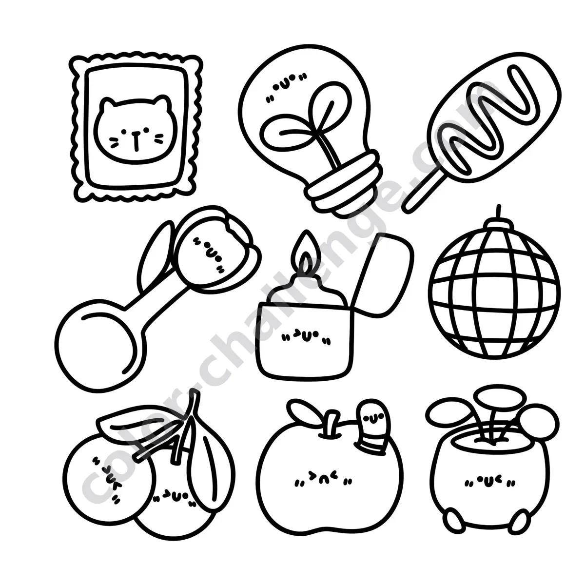 900+ Kawaii Cuties, kawaii coloring book sample page 3