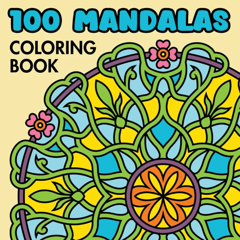 100 Mandalas for Adults, large print mandala coloring book cover
