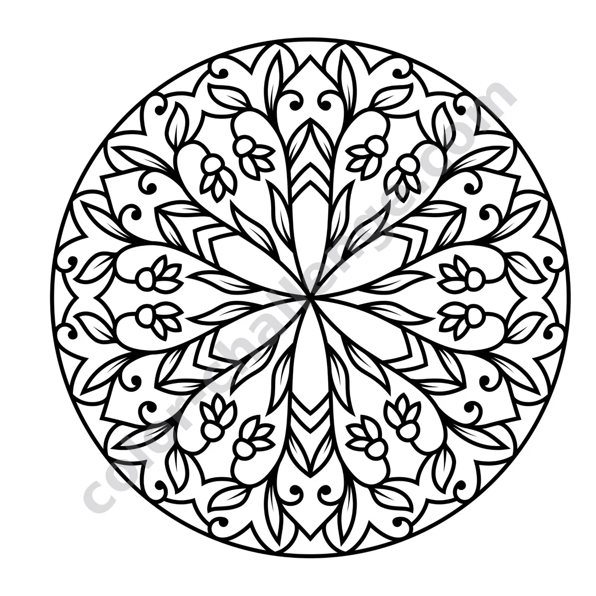 100 Mandalas for Adults, large print mandala coloring book sample page 1