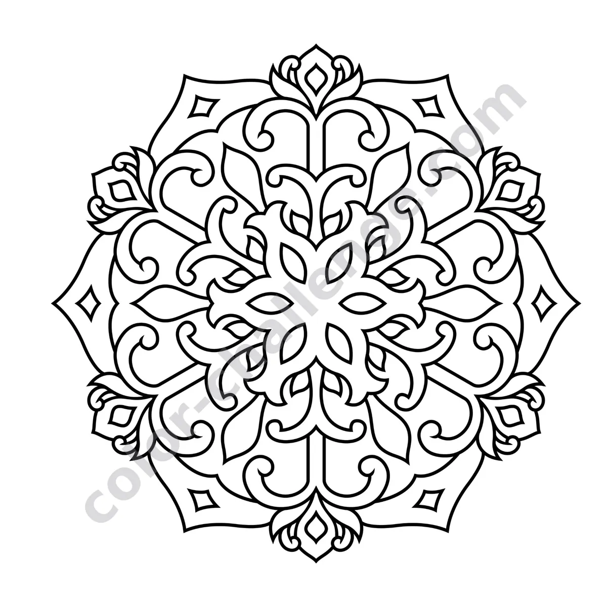 100 Mandalas for Adults, large print mandala coloring book sample page 4