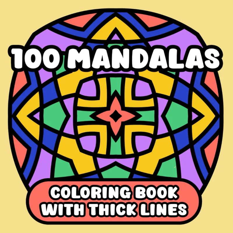 100 Mandalas with Thick Outlines Vol. 1, large print mandala coloring book cover