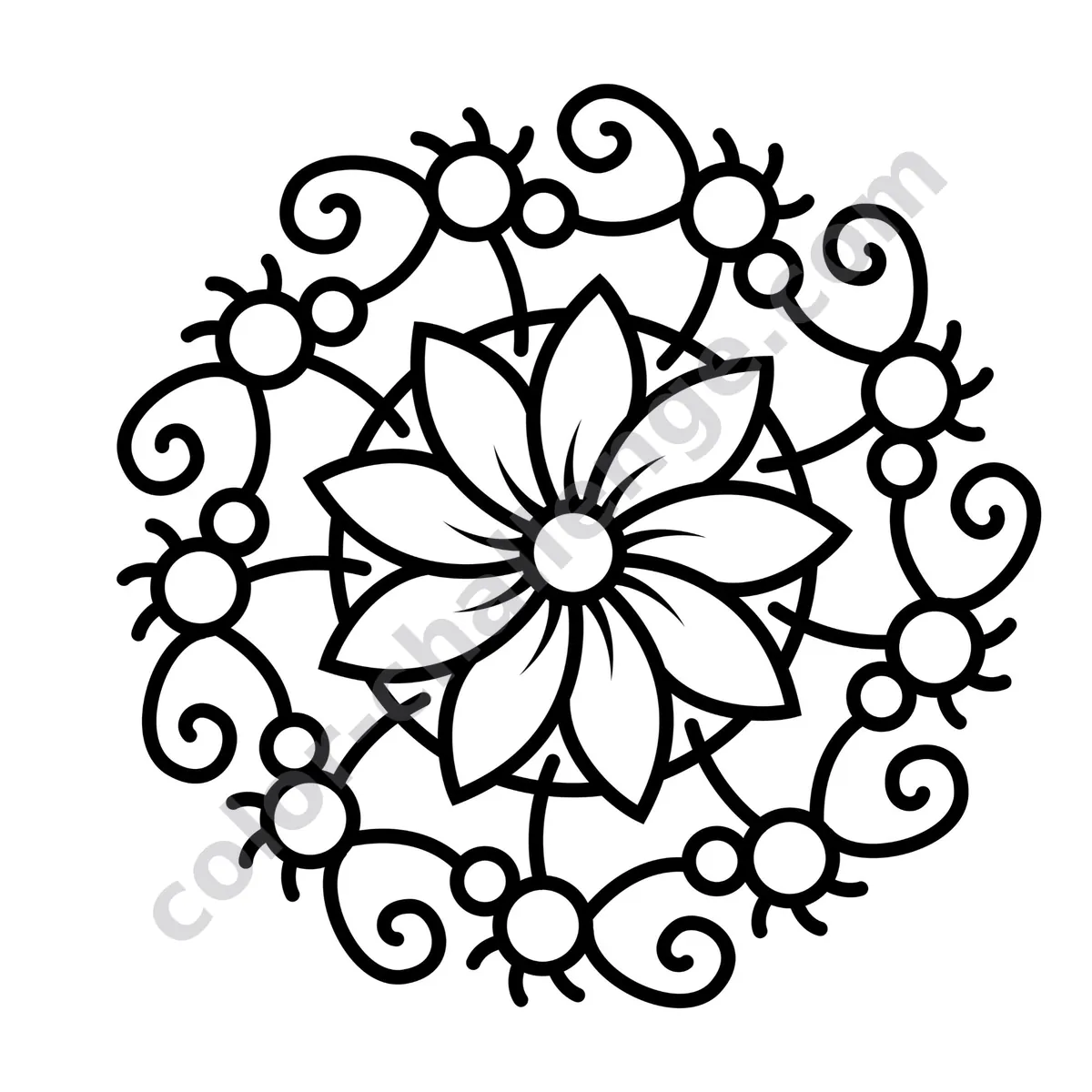 100 Mandalas with Thick Outlines Vol. 1, large print mandala coloring book sample page 2
