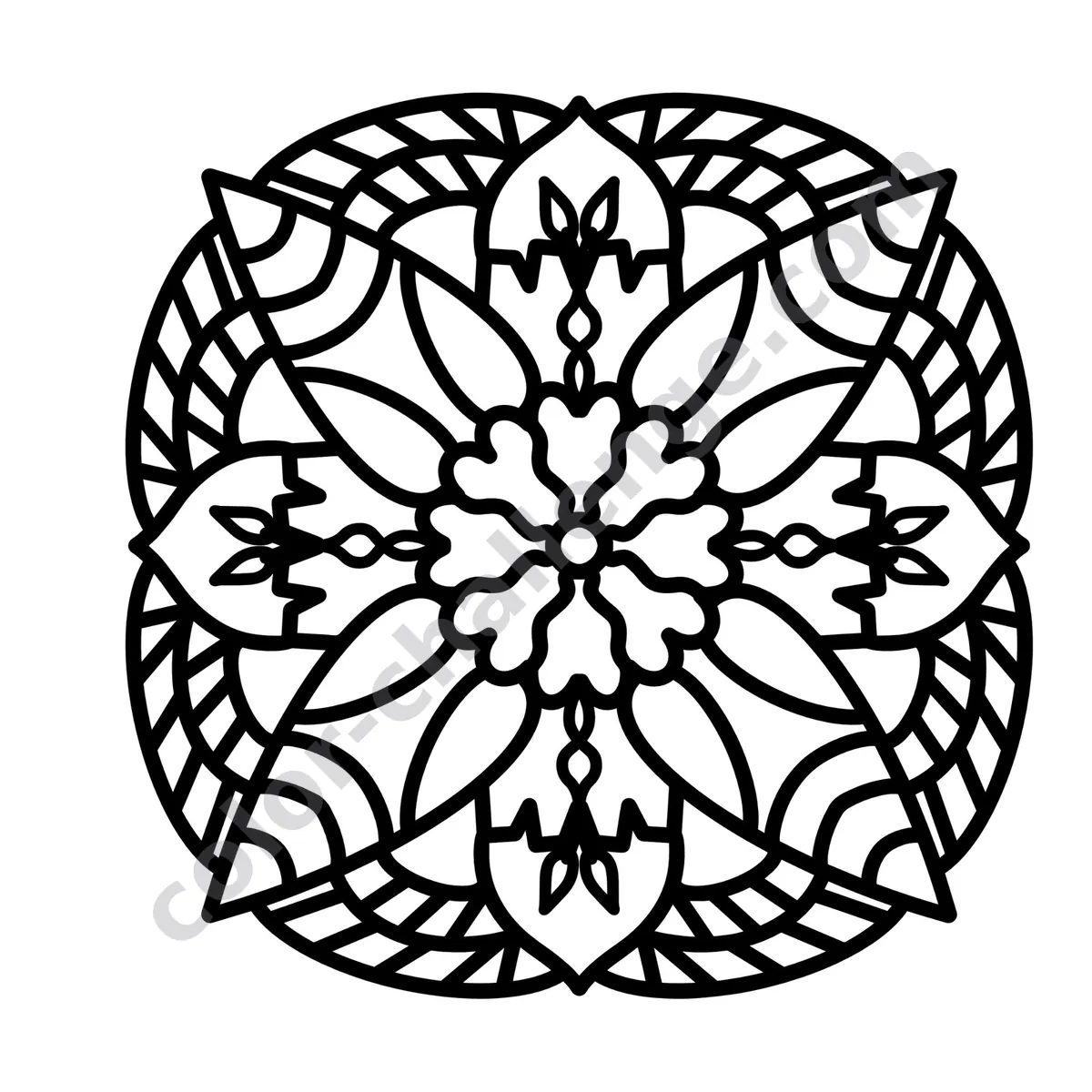 100 Mandalas with Thick Outlines Vol. 2, large print mandala coloring book sample page 1