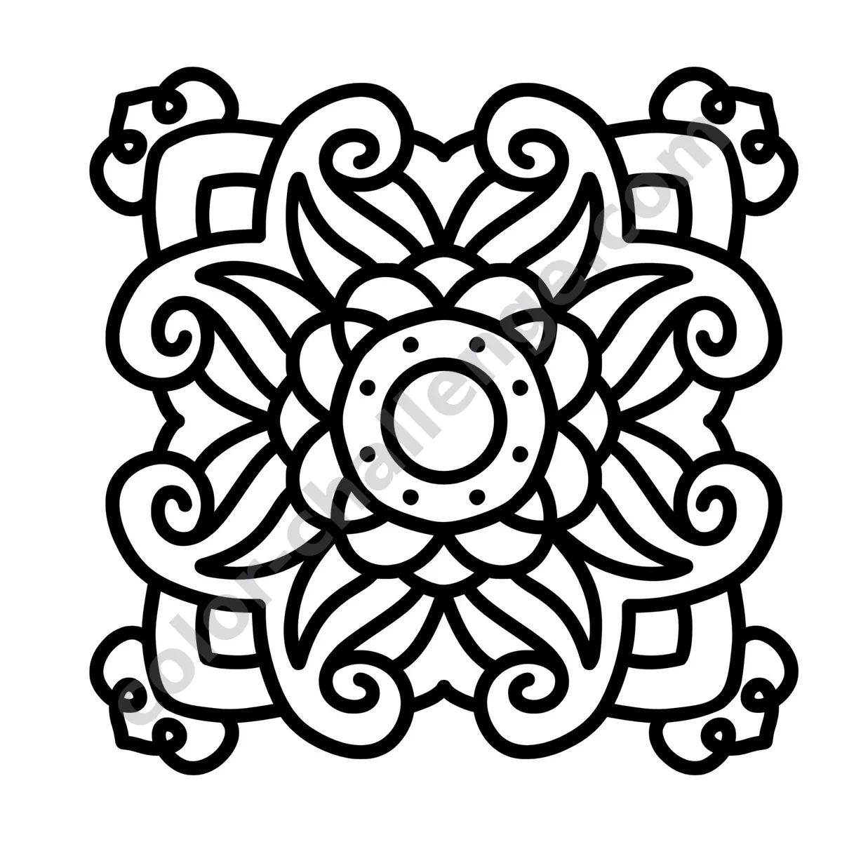 100 Mandalas with Thick Outlines Vol. 2, large print mandala coloring book sample page 2