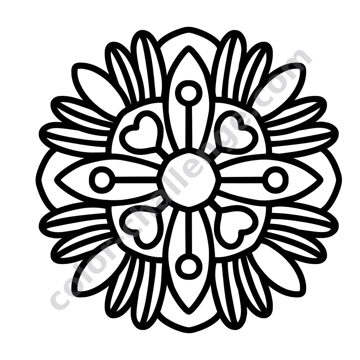 100 Mandalas with Thick Outlines Vol. 2, large print mandala coloring book sample page 3