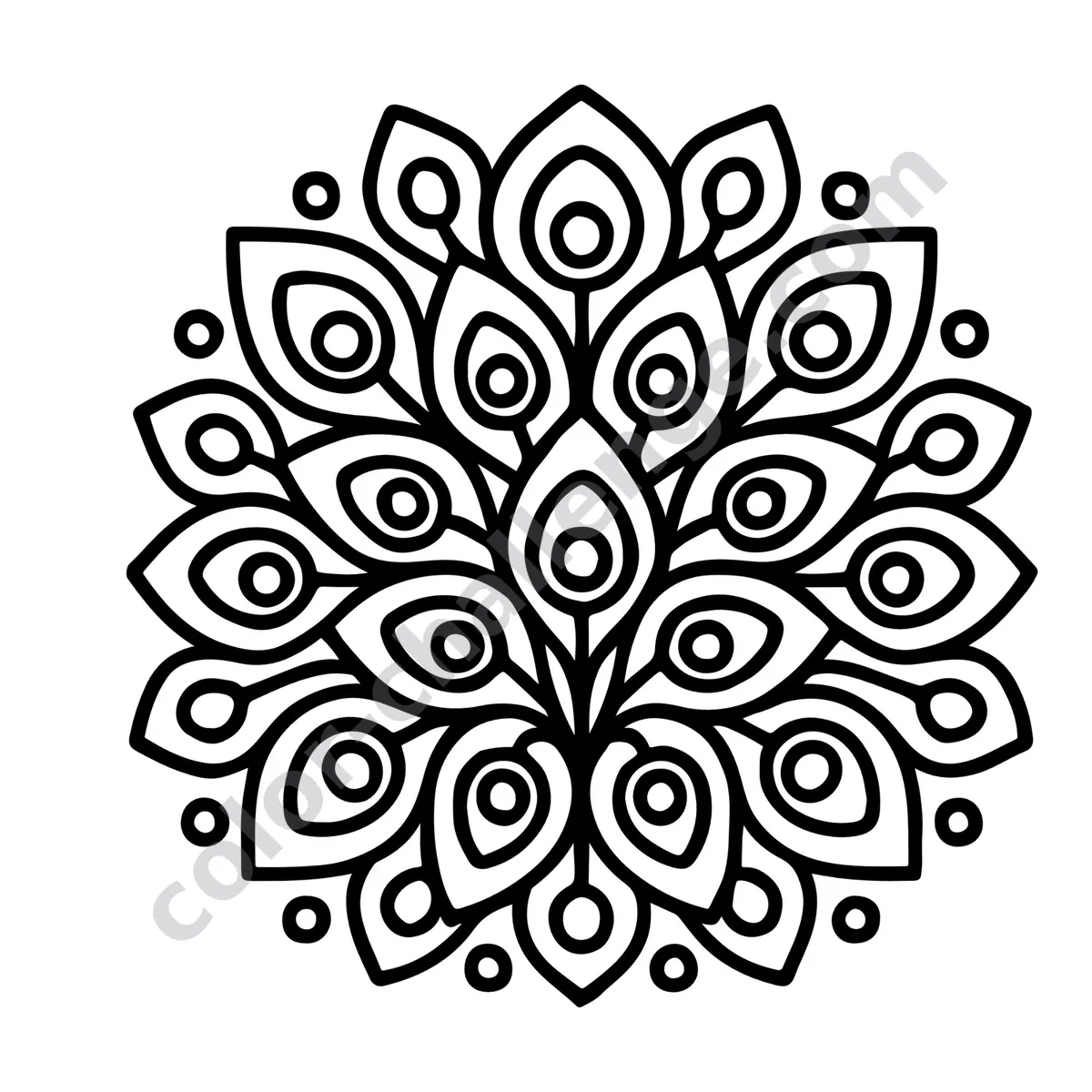 100 Mandalas with Thick Outlines Vol. 2, large print mandala coloring book sample page 4