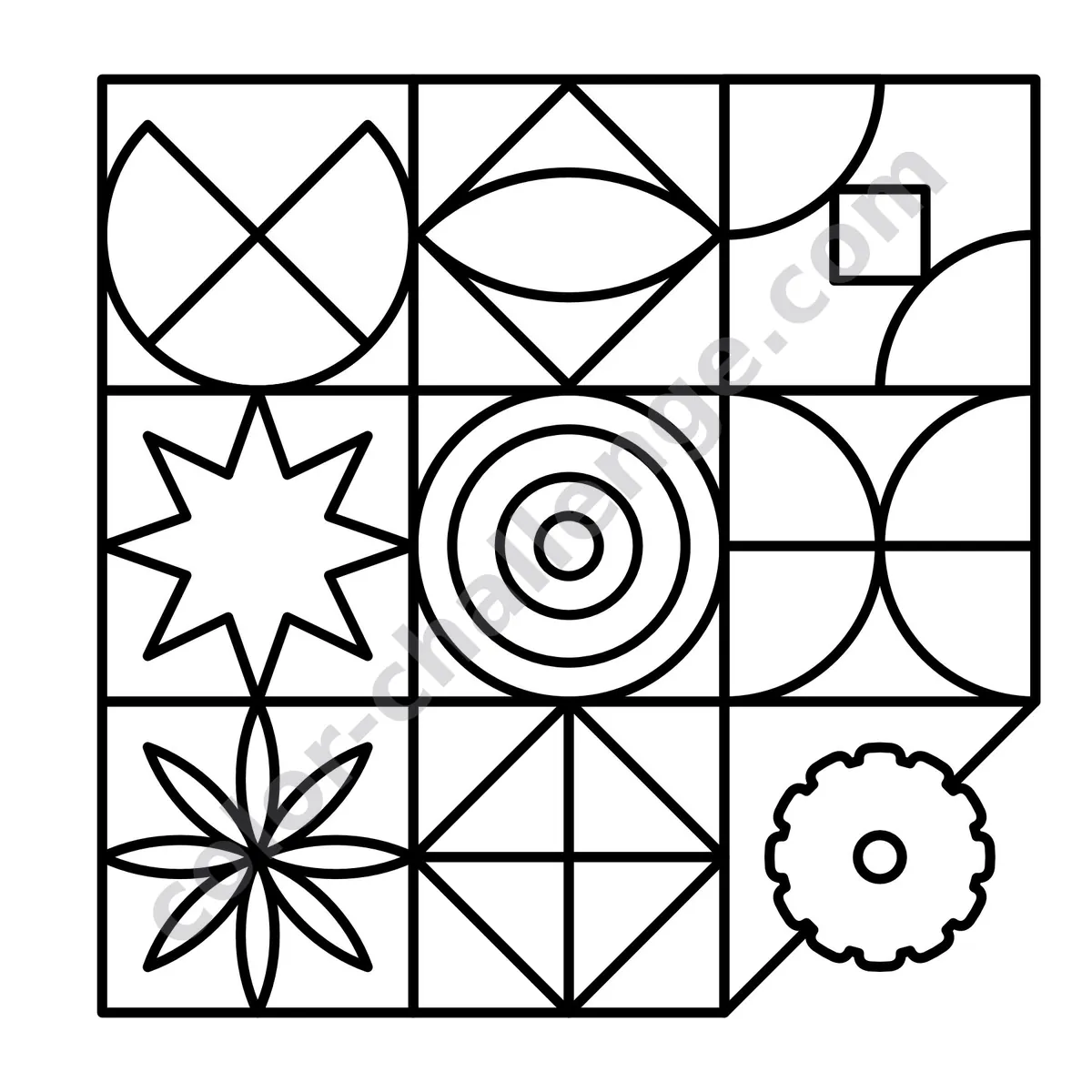 Mini Patterns Vol. 1, pocket size pattern coloring book sample page 1