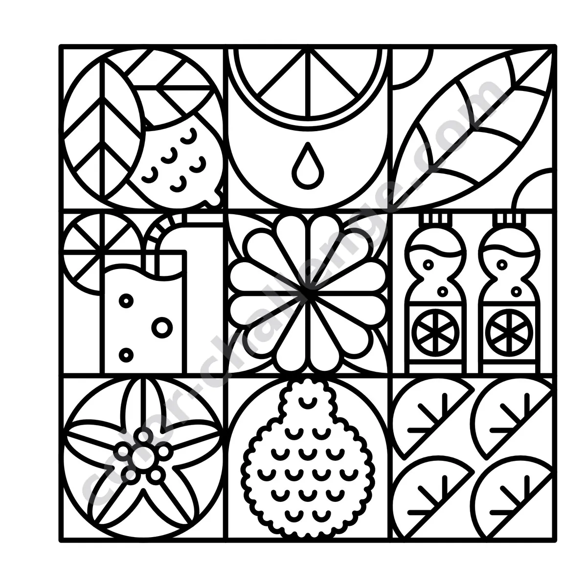 Mini Patterns Vol. 2, pocket size pattern coloring book sample page 1