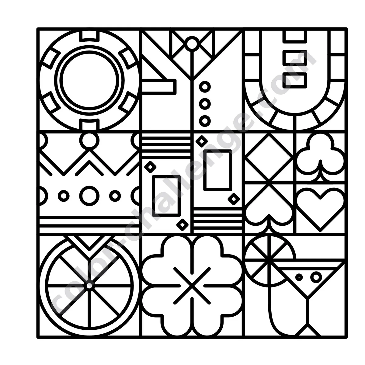 Mini Patterns Vol. 2, pocket size pattern coloring book sample page 3