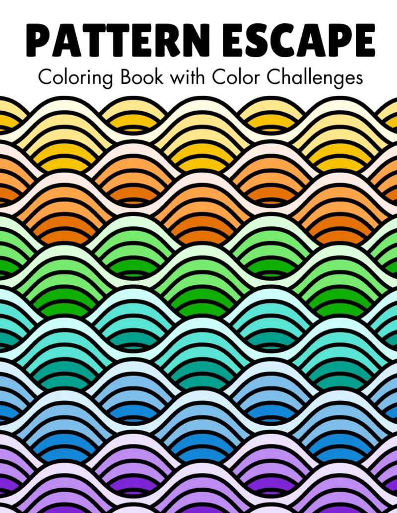 Pattern Escape, geometric pattern coloring book cover