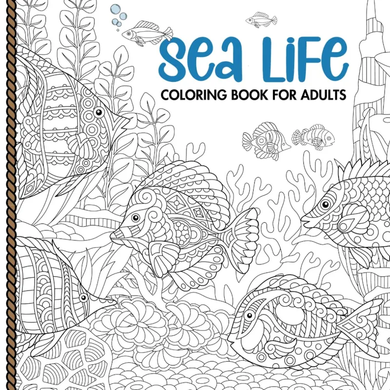 Sea Life, ocean animal coloring book cover