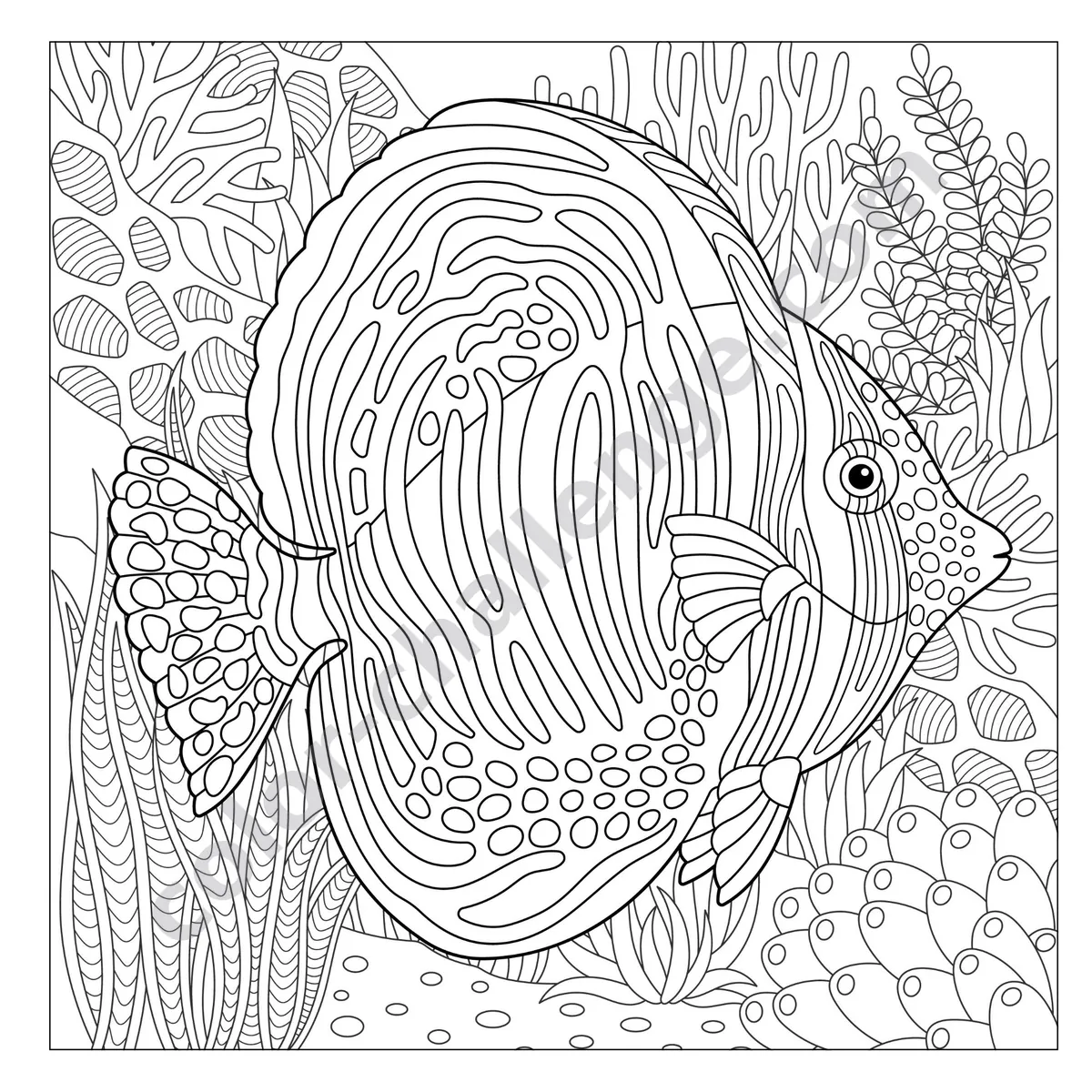 Sea Life, ocean animal coloring book sample page 1