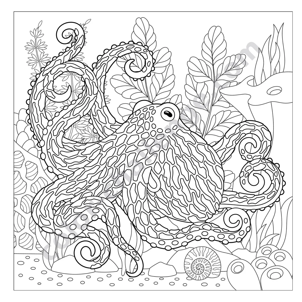Sea Life, ocean animal coloring book sample page 2