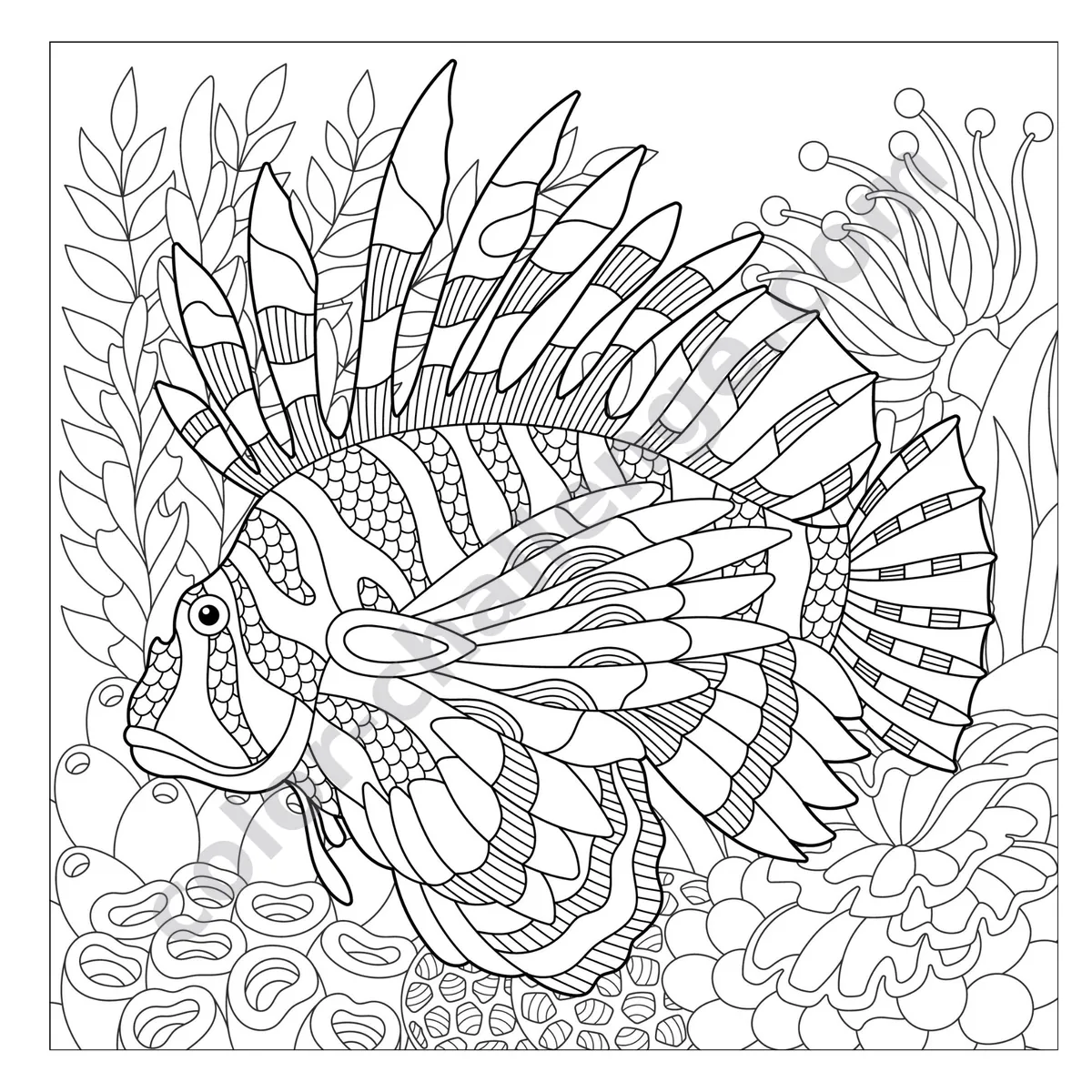 Sea Life, ocean animal coloring book sample page 4